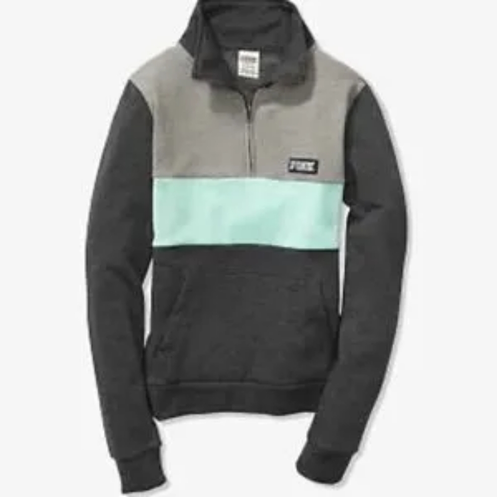 Victoria's Secret Pink Colorblock Sweatshirt Quarter Zip Pullover XS